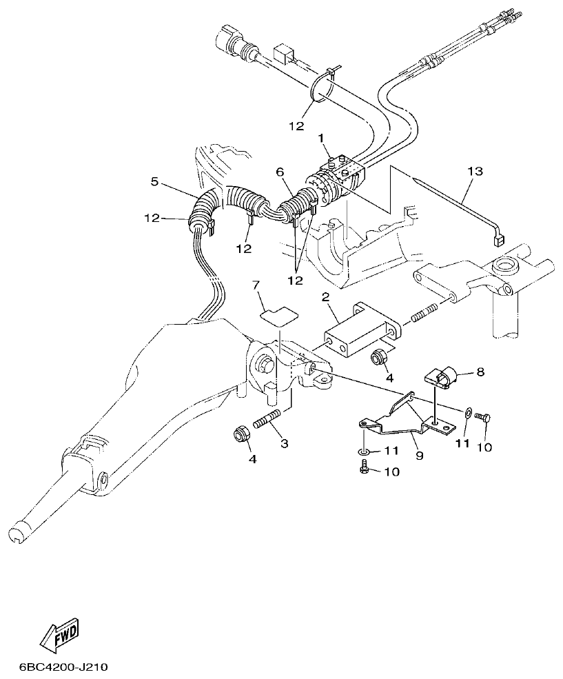 Yamaha F75C STEERING 3 parts diagram