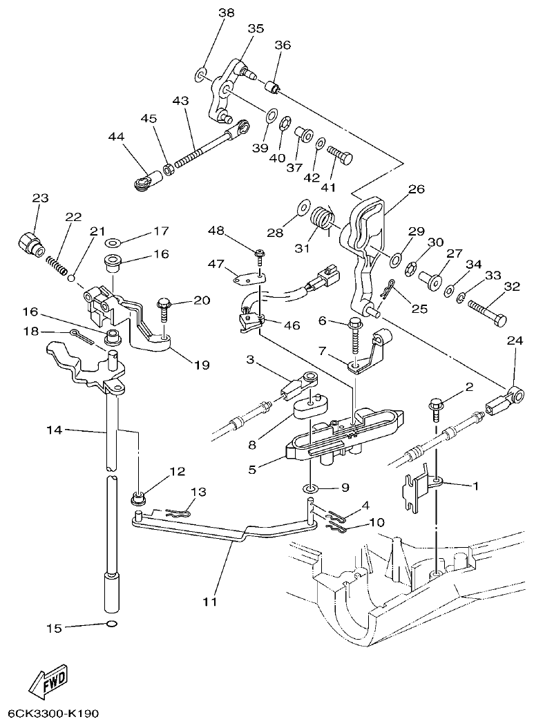 Yamaha F75C CONTROL parts diagram