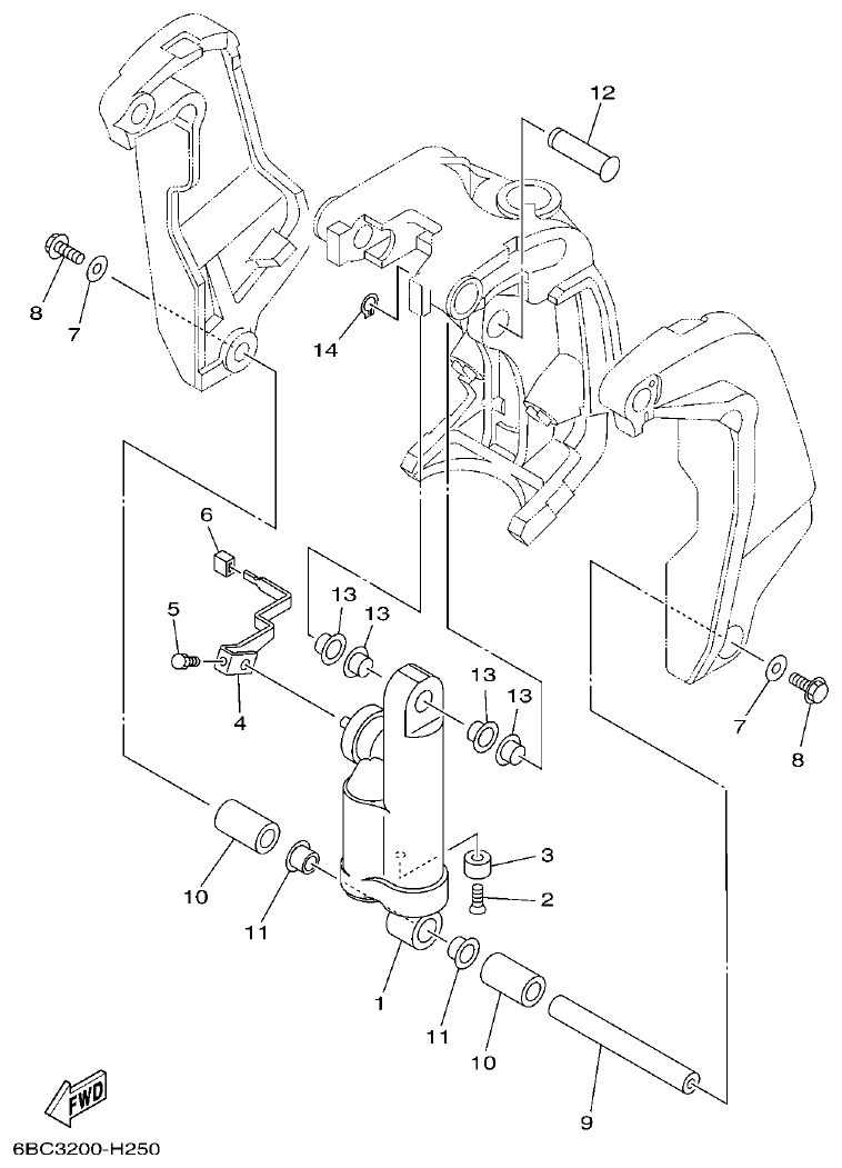 Yamaha F75C BRACKET 2 parts diagram