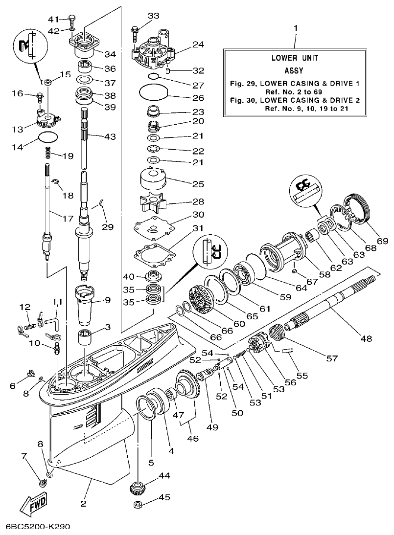 Yamaha F75C LOWER CASING & DRIVE 1 parts diagram