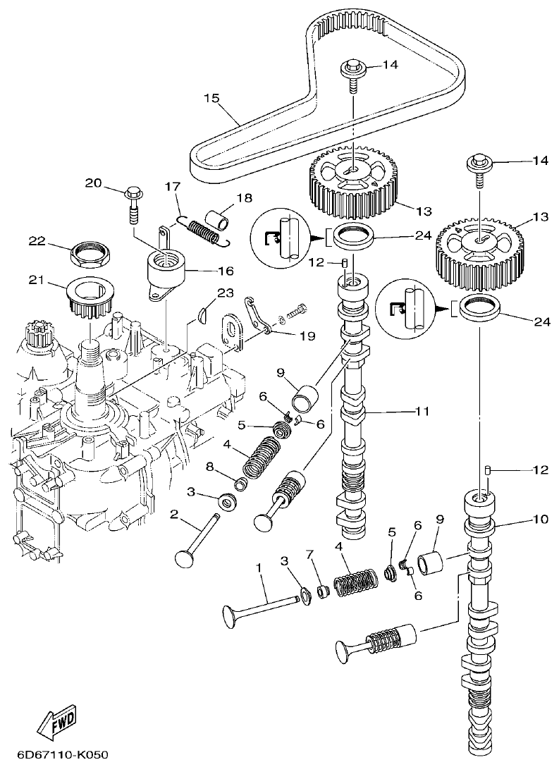 Yamaha F75C VALVE parts diagram