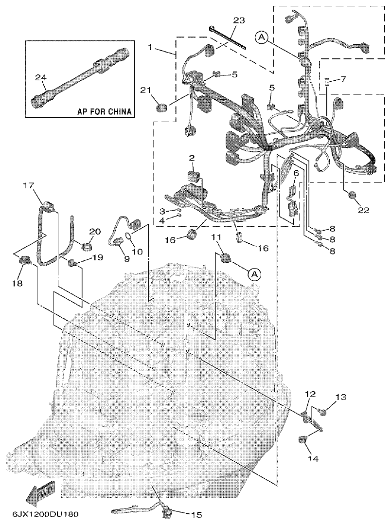 Yamaha F75F, F100G ELECTRICAL 5 parts diagram