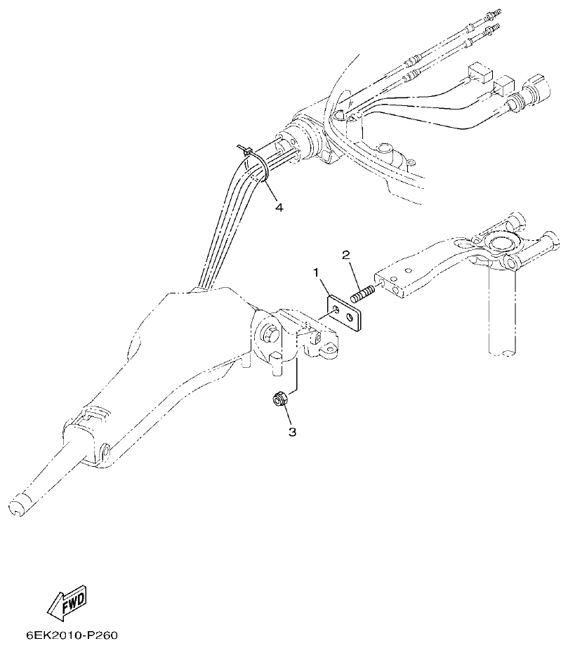 Yamaha F75F, F100G STEERING 3 parts diagram