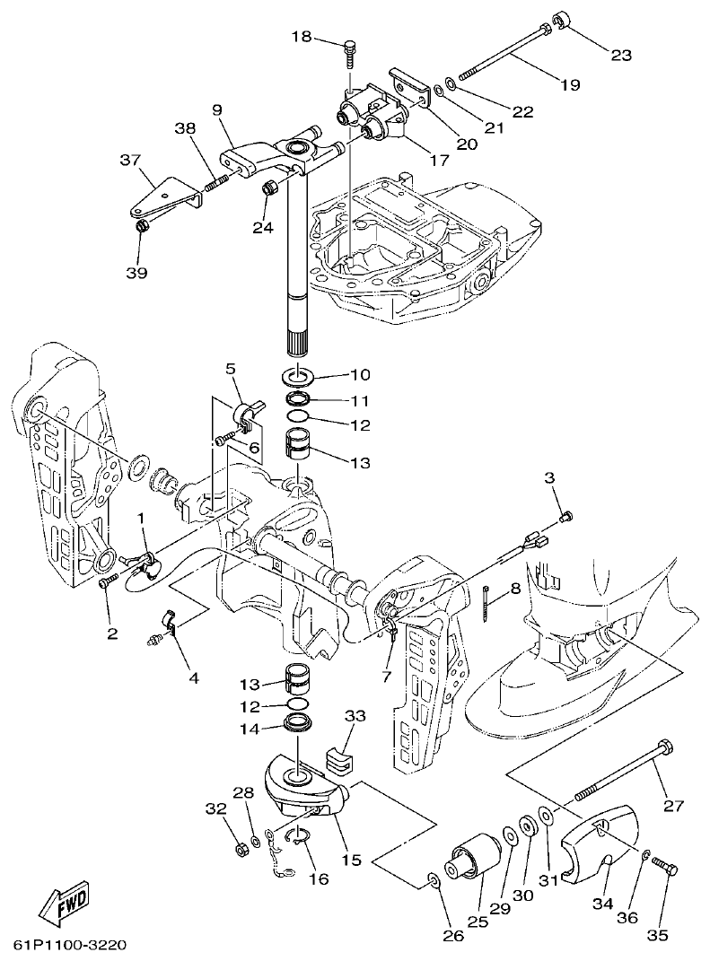 Yamaha F80AET, F100AET, F75TRC, F90TRC BRACKET 2 parts diagram