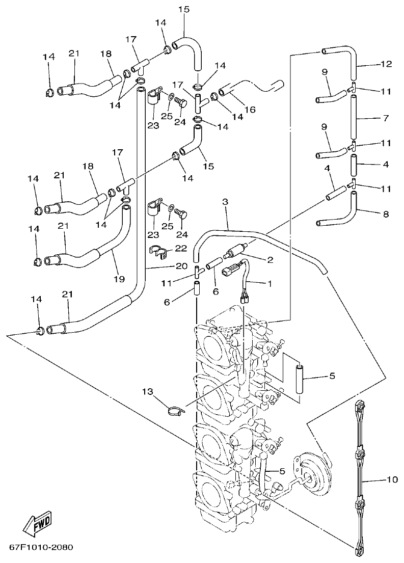 Yamaha F80AET, F100AET, F75TRC, F90TRC CARBURETOR 2 parts diagram