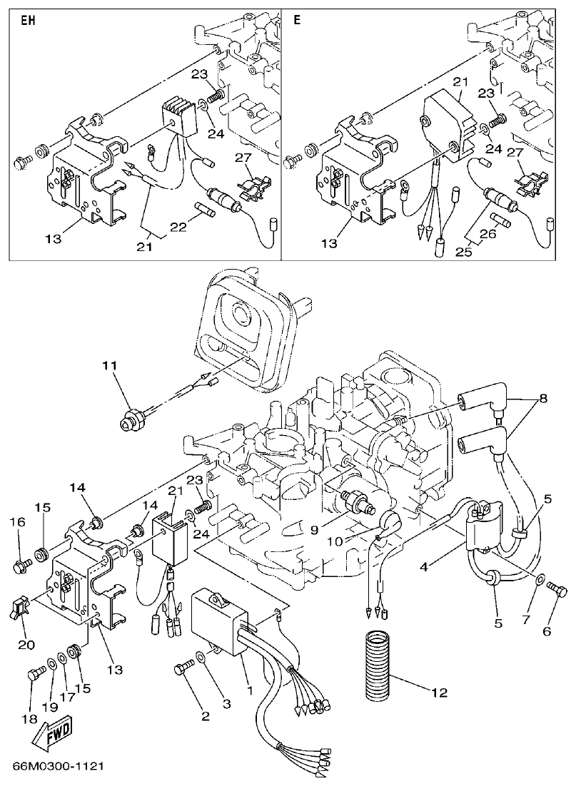 Yamaha 9C, 5A, F15A ELECTRICAL 1 parts diagram