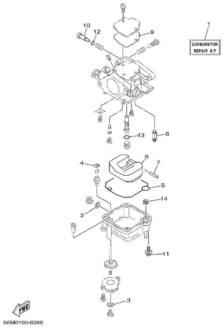 Yamaha 9C, 5A, F15A REPAIR KIT 2 parts diagram