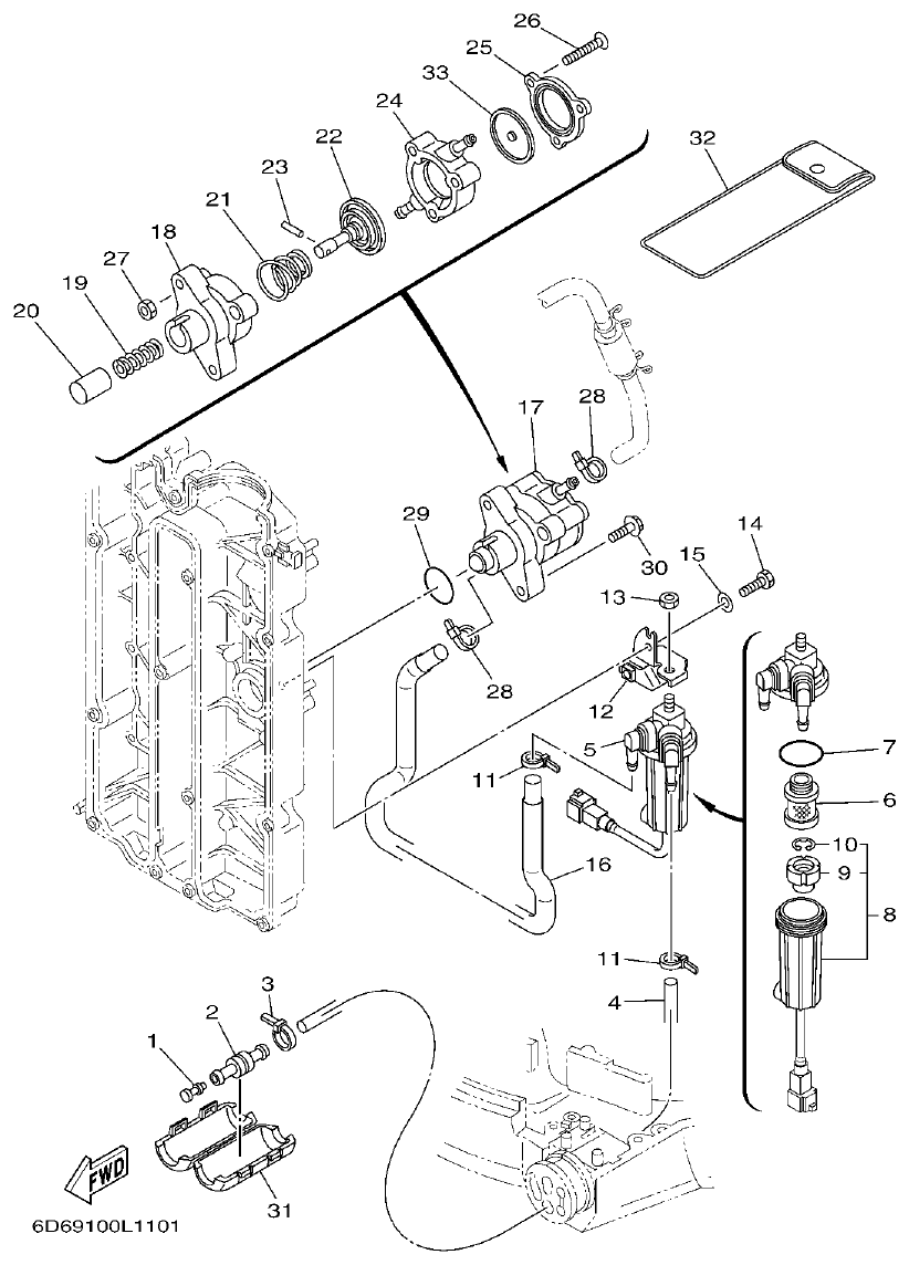 Yamaha 20 FUEL parts diagram