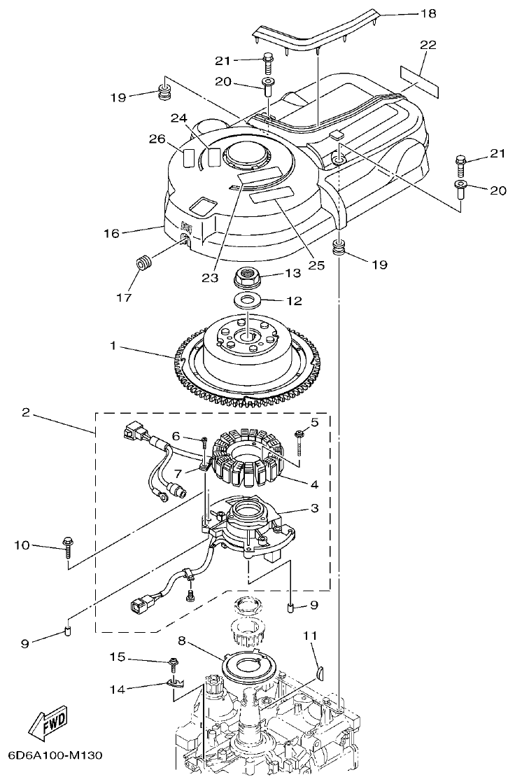 Yamaha 20 GENERATOR parts diagram