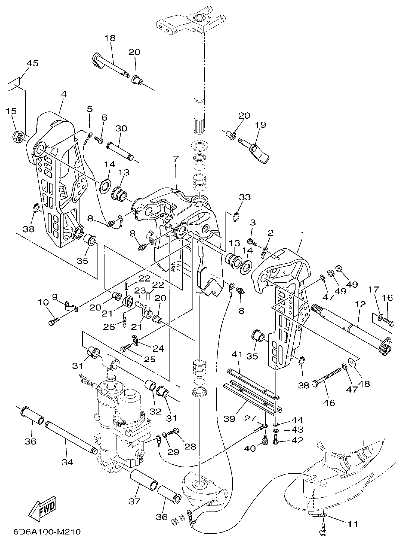 Yamaha 20 BRACKET 1 parts diagram