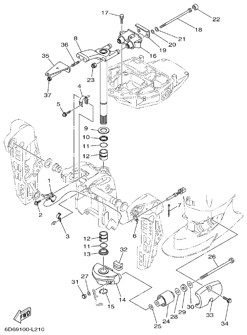 Yamaha 20 BRACKET 2 parts diagram