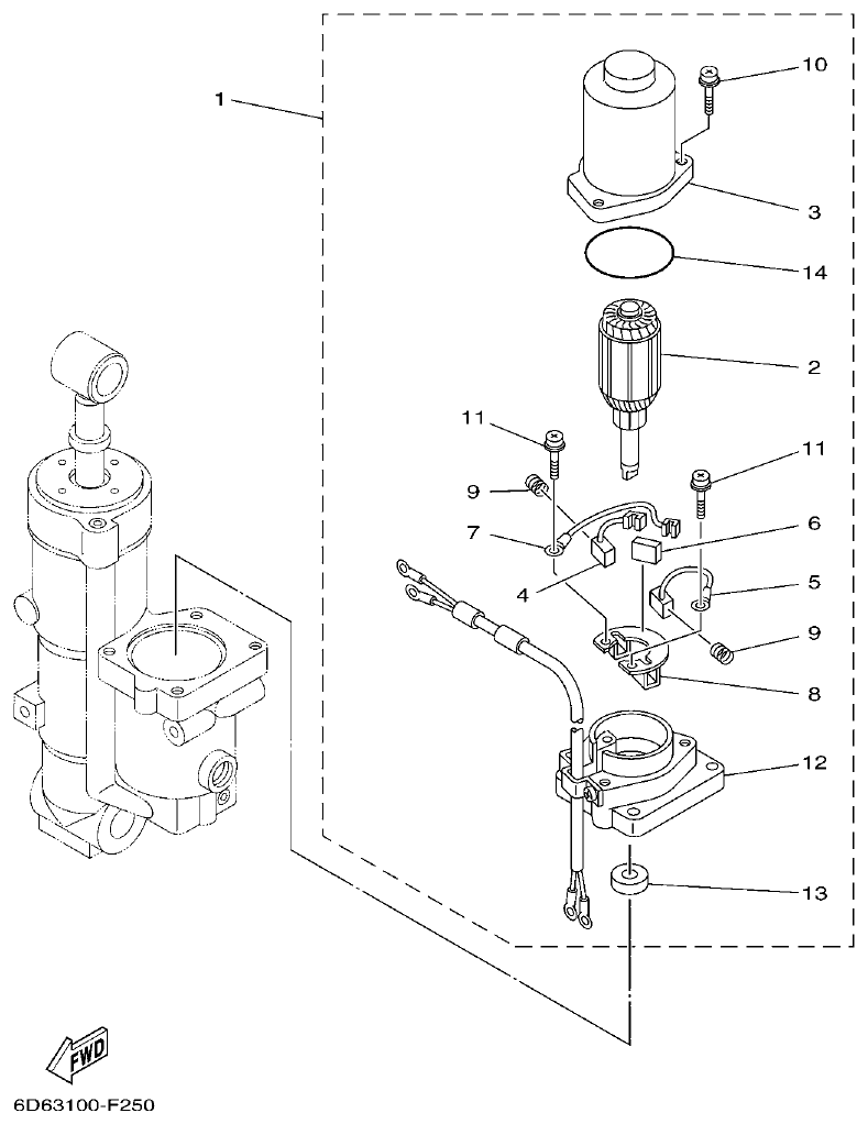 Yamaha 20 POWER TRIM & TILT ASSY 2 parts diagram