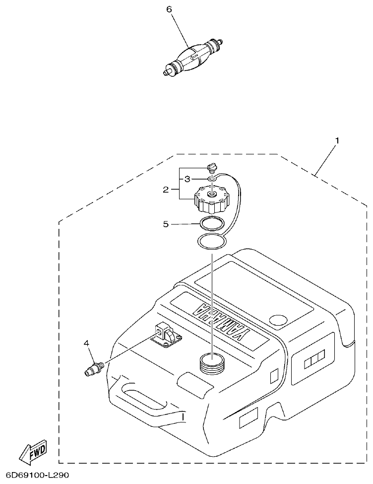Yamaha 20 FUEL TANK parts diagram