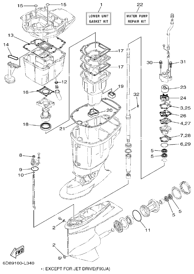 Yamaha 20 REPAIR KIT 2 parts diagram
