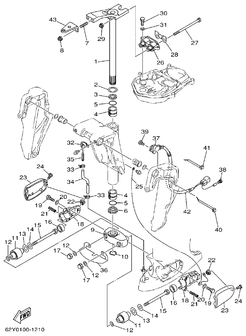 Yamaha F50A, FT50B BRACKET 2 parts diagram