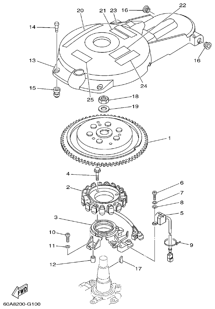 Yamaha FT50C GENERATOR parts diagram