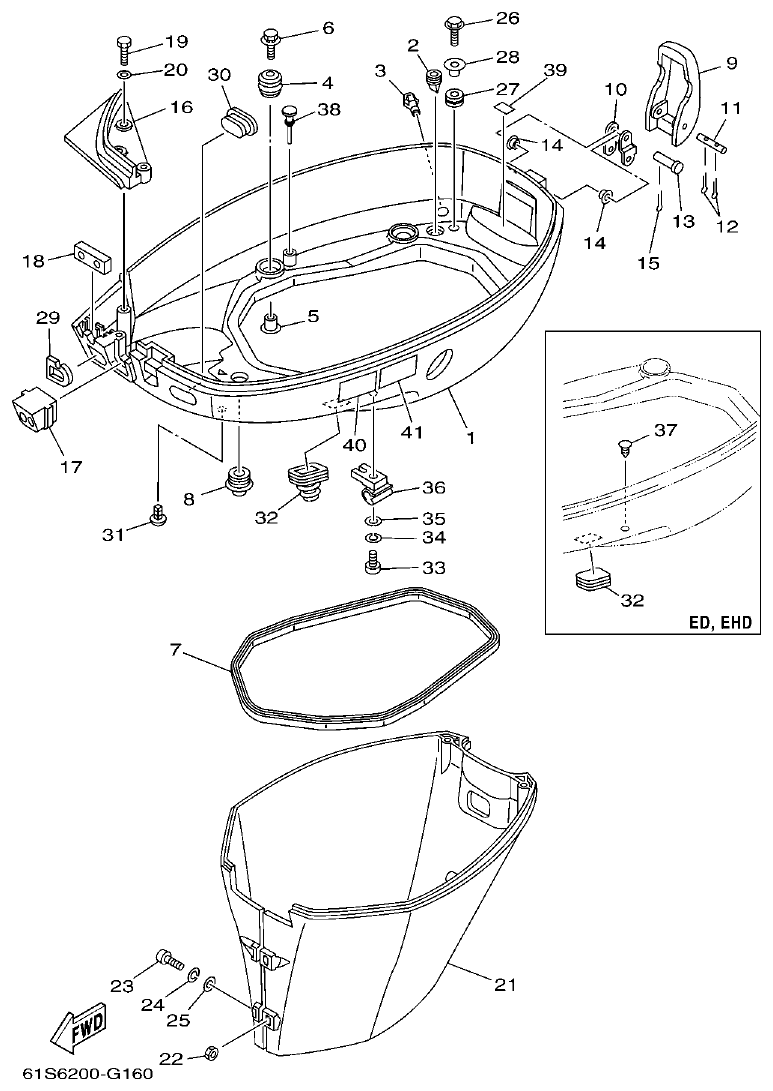 Yamaha FT50C BOTTOM COWLING parts diagram