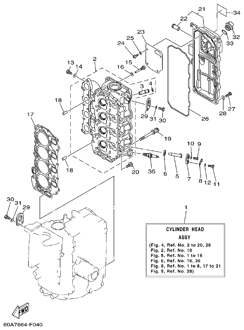 Yamaha FT50C CYLINDER & CRANKCASE 2 parts diagram