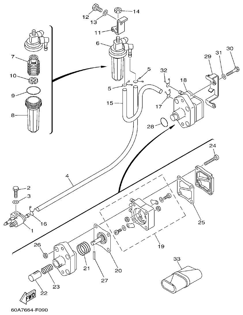 Yamaha FT50C FUEL parts diagram