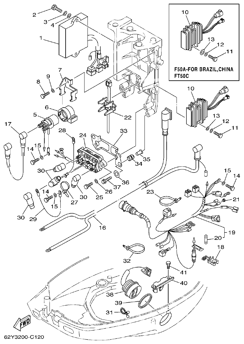 Yamaha F50A, FT50C ELECTRICAL 2 parts diagram