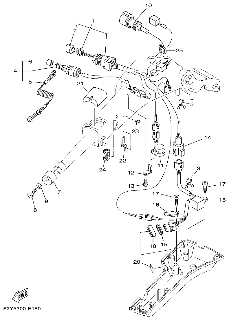 Yamaha F50A, FT50C STEERING 2 parts diagram