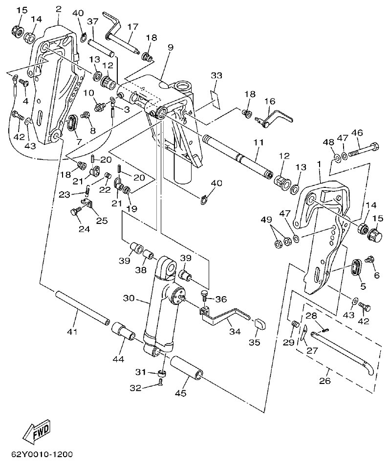 Yamaha F50A, FT50C BRACKET 1 parts diagram