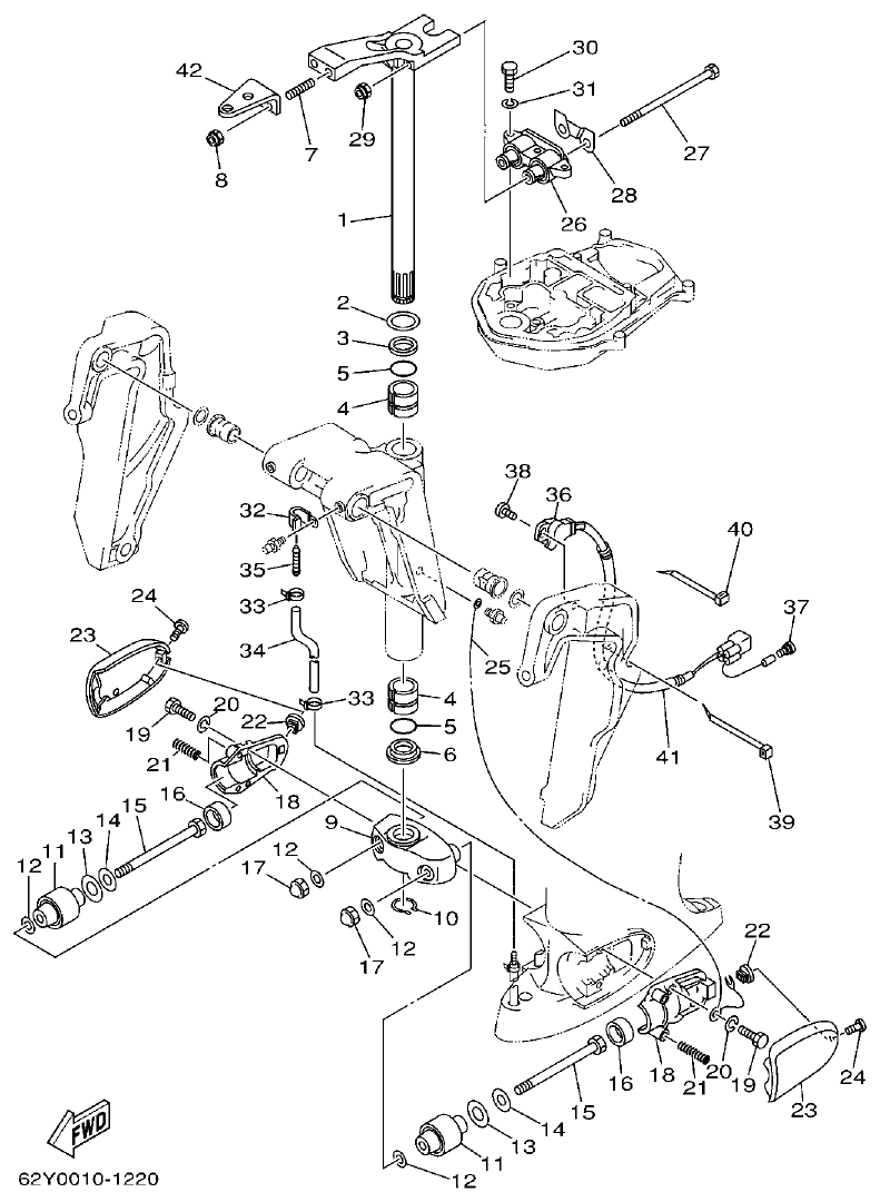 Yamaha F50A, FT50C BRACKET 3 parts diagram