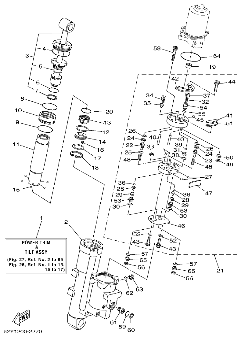 Yamaha F50A, FT50C POWER TRIM & TILT ASSY 2 parts diagram