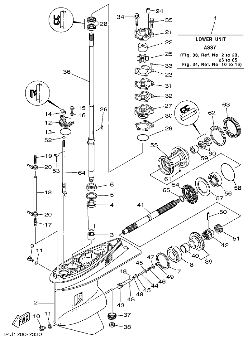 Yamaha F50A, FT50C LOWER CASING & DRIVE 3 parts diagram