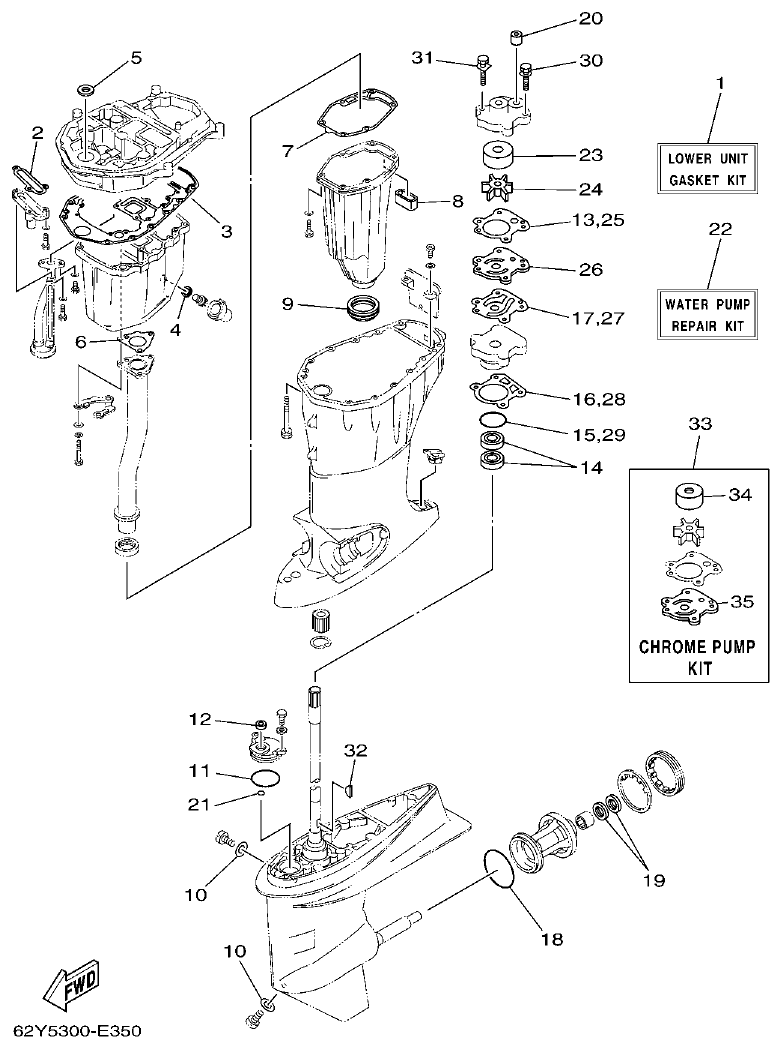 Yamaha F50A, FT50C REPAIR KIT 4 parts diagram
