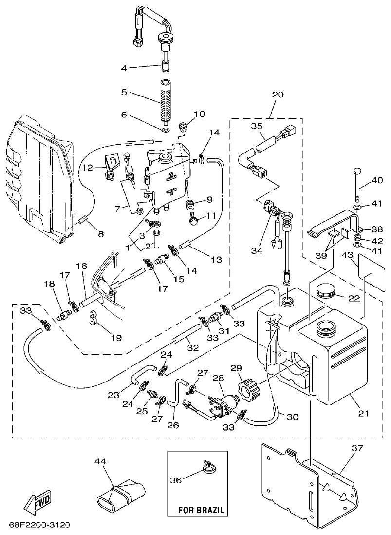 Yamaha LZ200NETO OIL TANK parts diagram