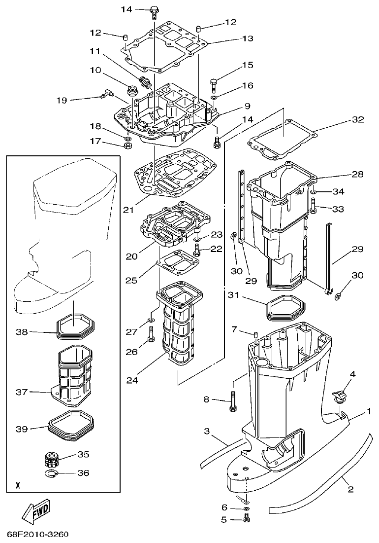 Yamaha LZ200NETO UPPER CASING parts diagram