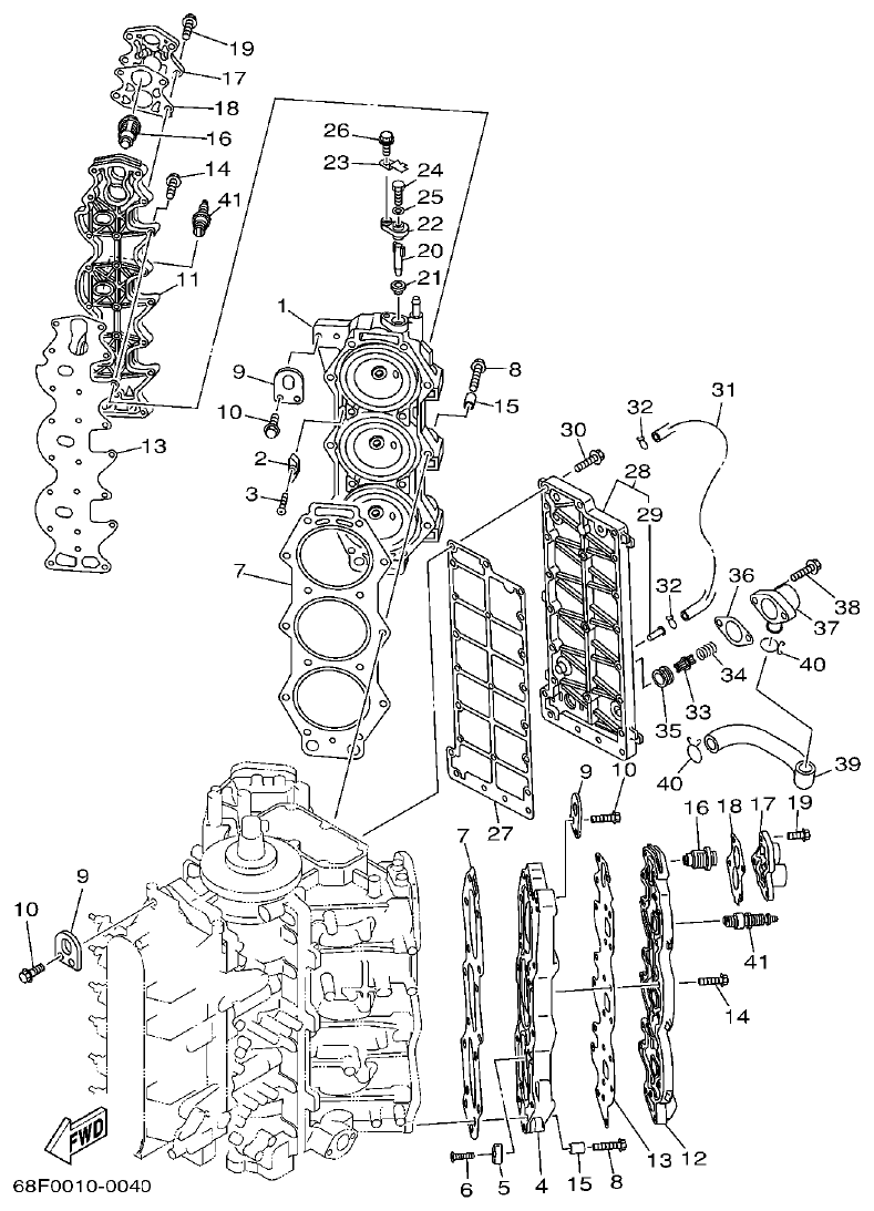 Yamaha LZ200NETO CYLINDER. CRANKCASE 2 parts diagram