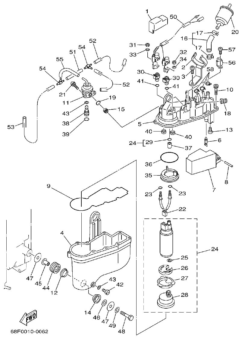 Yamaha LZ200NETO VAPOR SEPARATOR 1 parts diagram