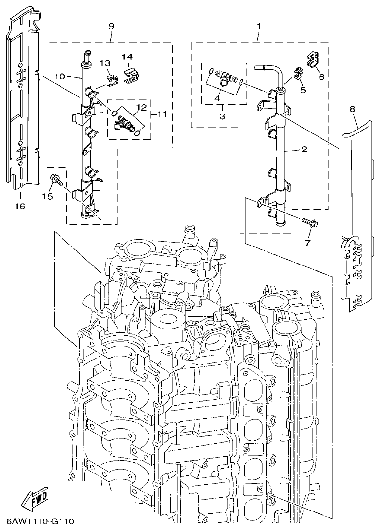 Yamaha F350TR, LF350TR THROTTLE BODY ASSY 2 parts diagram