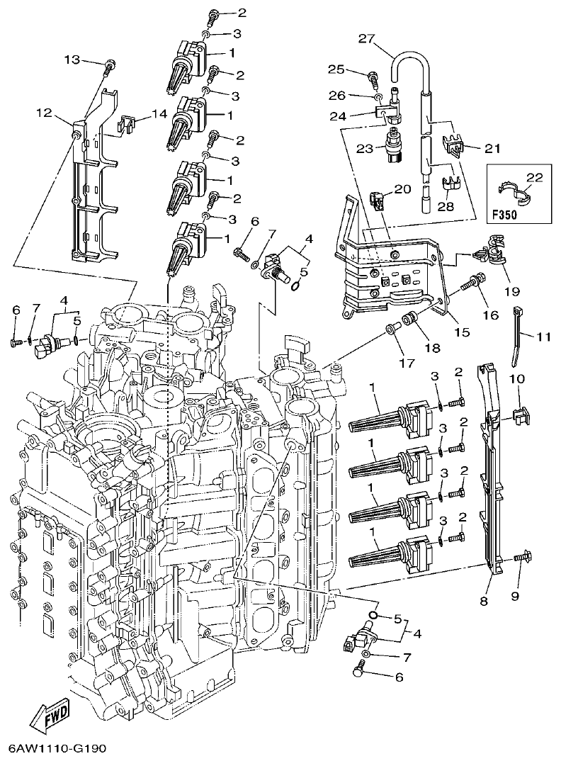 Yamaha F350TR, LF350TR ELECTRICAL 3 parts diagram