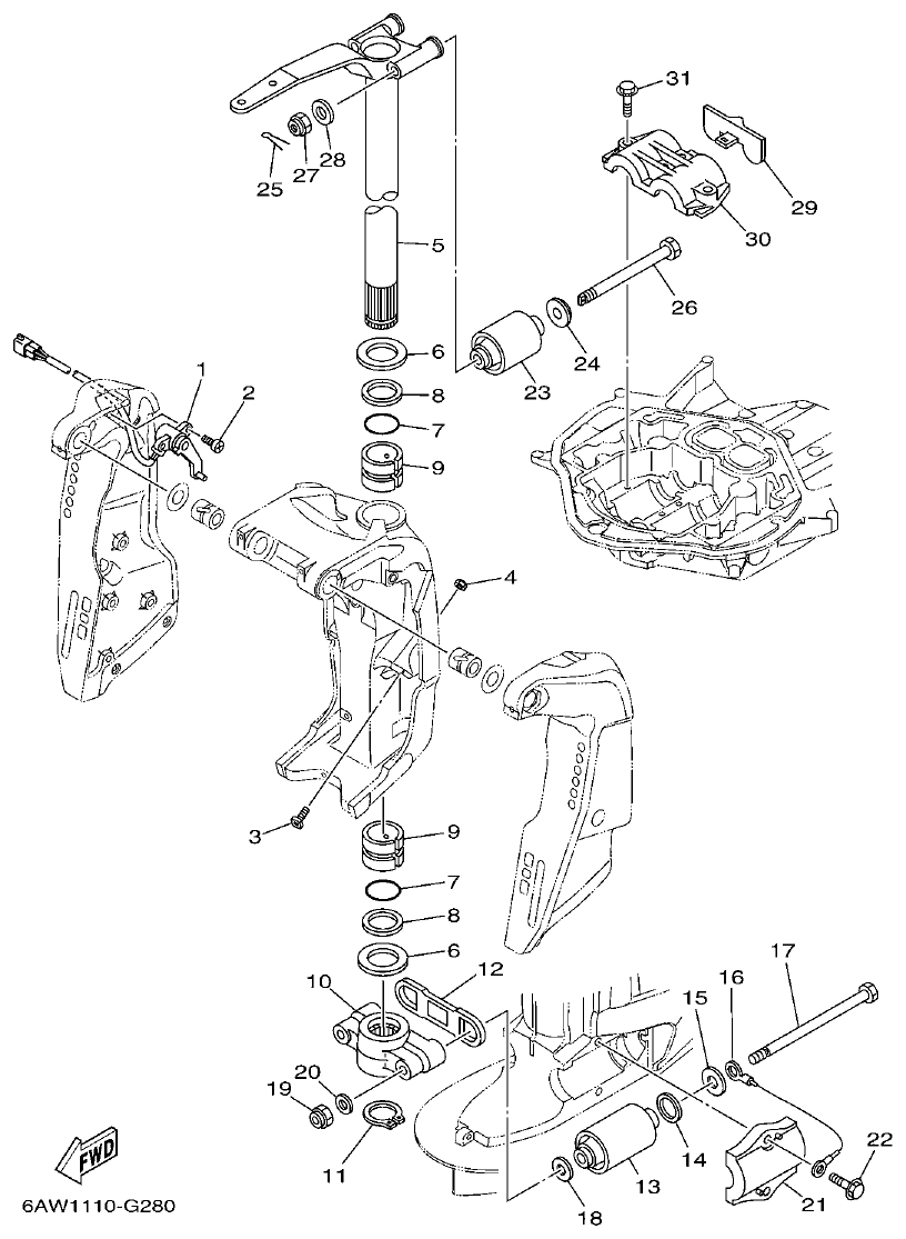 Yamaha F350TR, LF350TR BRACKET 2 parts diagram