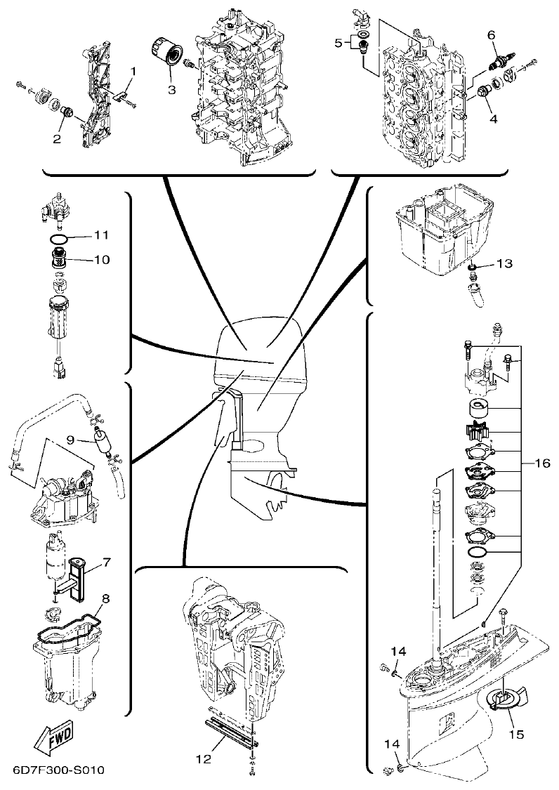 Yamaha F80BET, F90BET, F100DET SCHEDULED SERVICE PARTS parts diagram