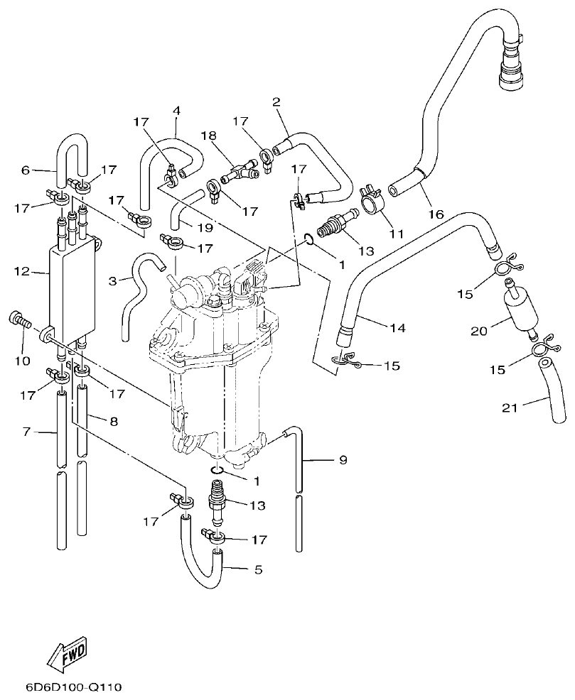 Yamaha F80BET, F90BET, F100DET FUEL INJECTION PUMP 2 parts diagram
