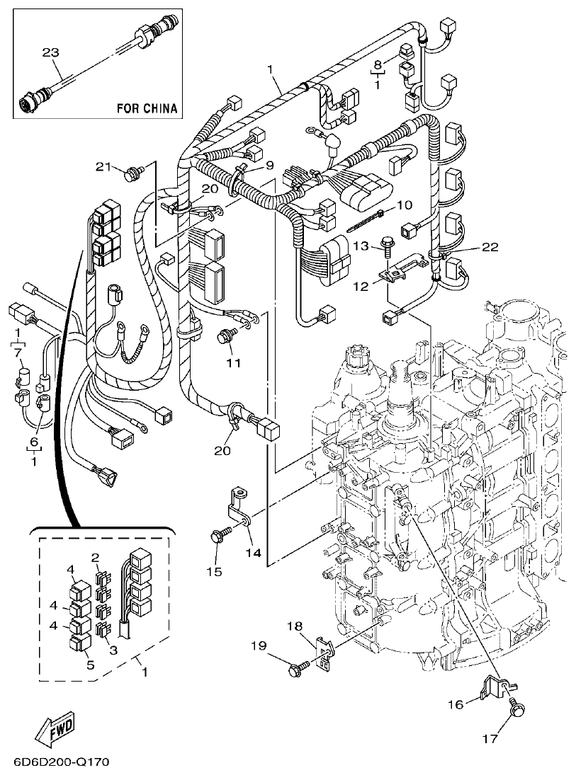 Yamaha F80BET, F90BET, F100DET ELECTRICAL 3 parts diagram