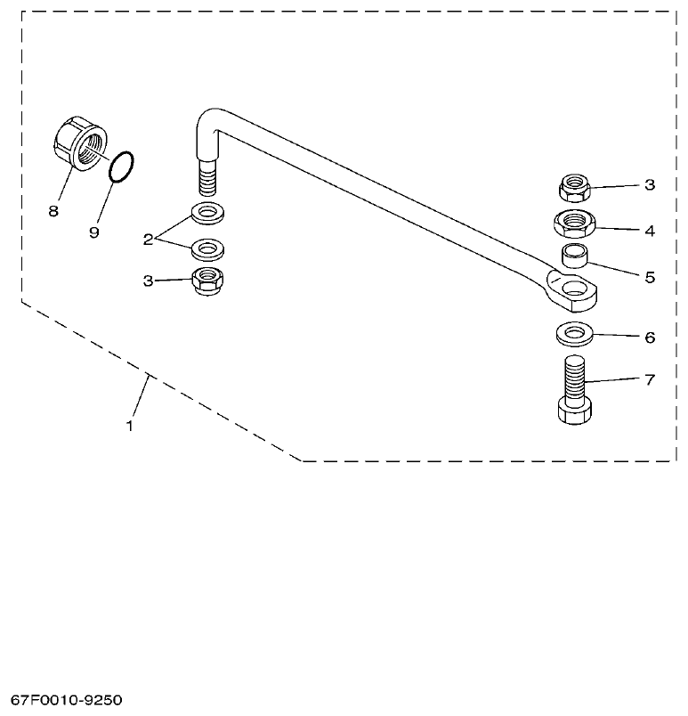 Yamaha F80BET, F90BET, F100DET STEERING GUIDE parts diagram