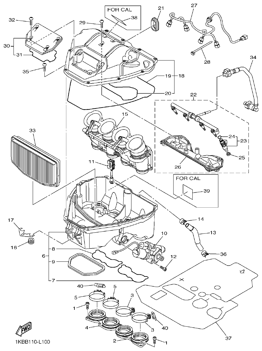 Yamaha R1 INTAKE parts diagram