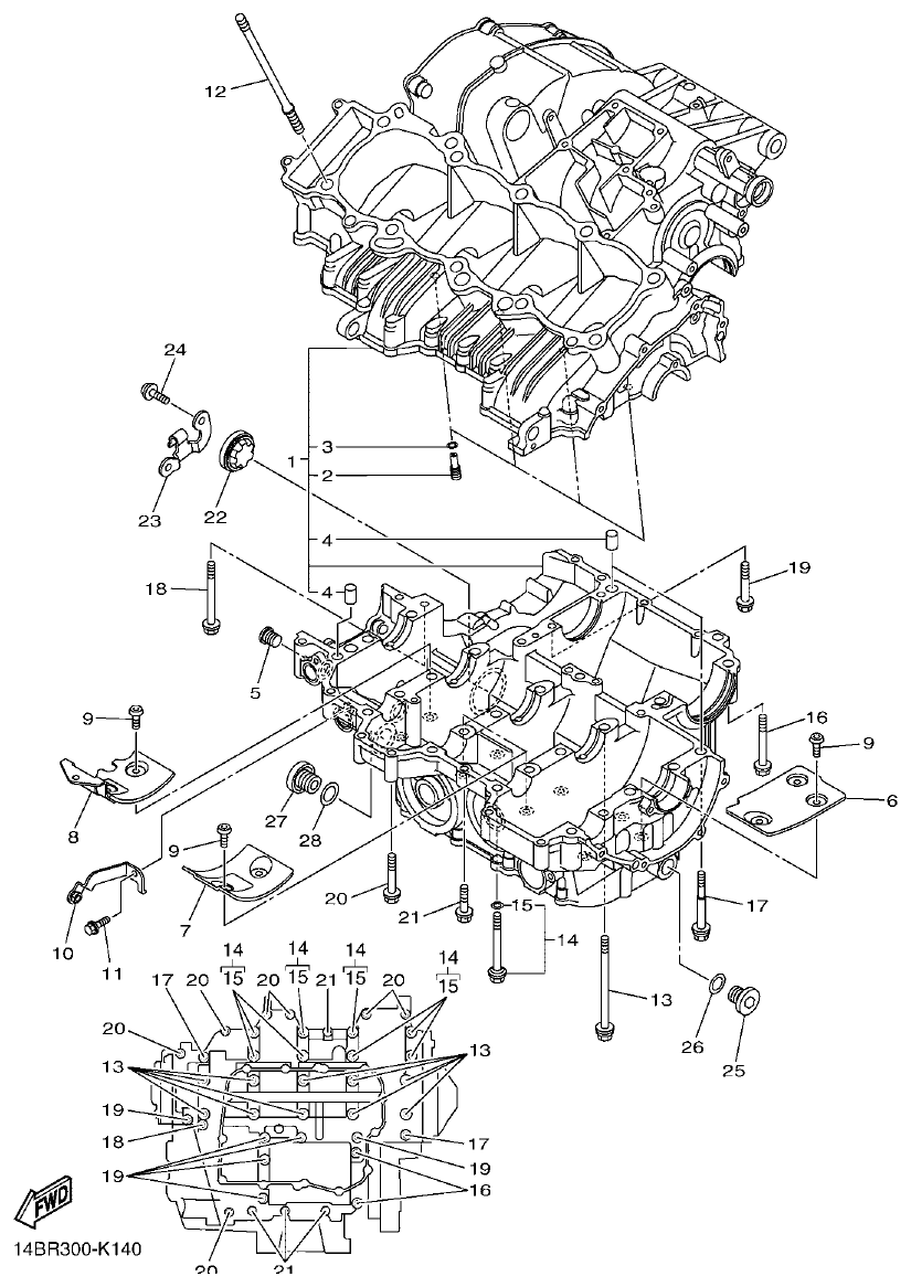 Yamaha R1 CRANKCASE parts diagram
