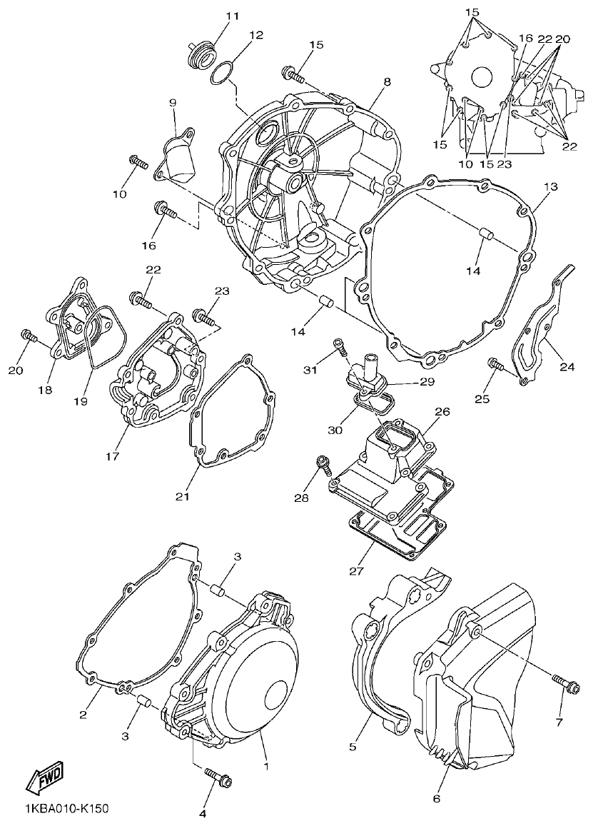 Yamaha R1 CRANKCASE COVER 1 parts diagram