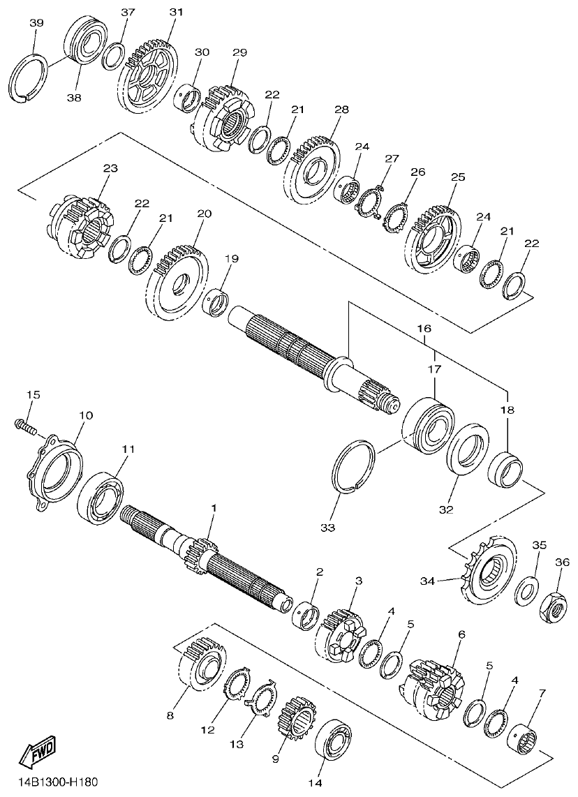 Yamaha R1 TRANSMISSION parts diagram