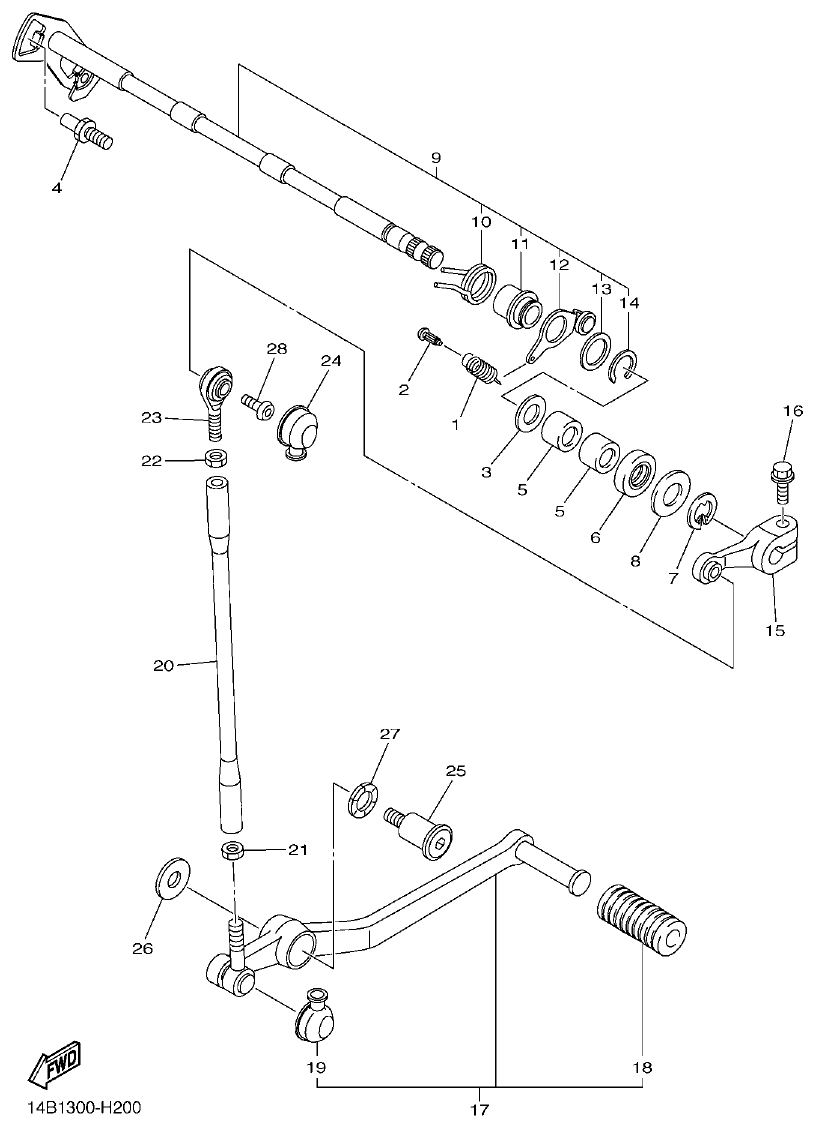 Yamaha R1 SHIFT SHAFT parts diagram