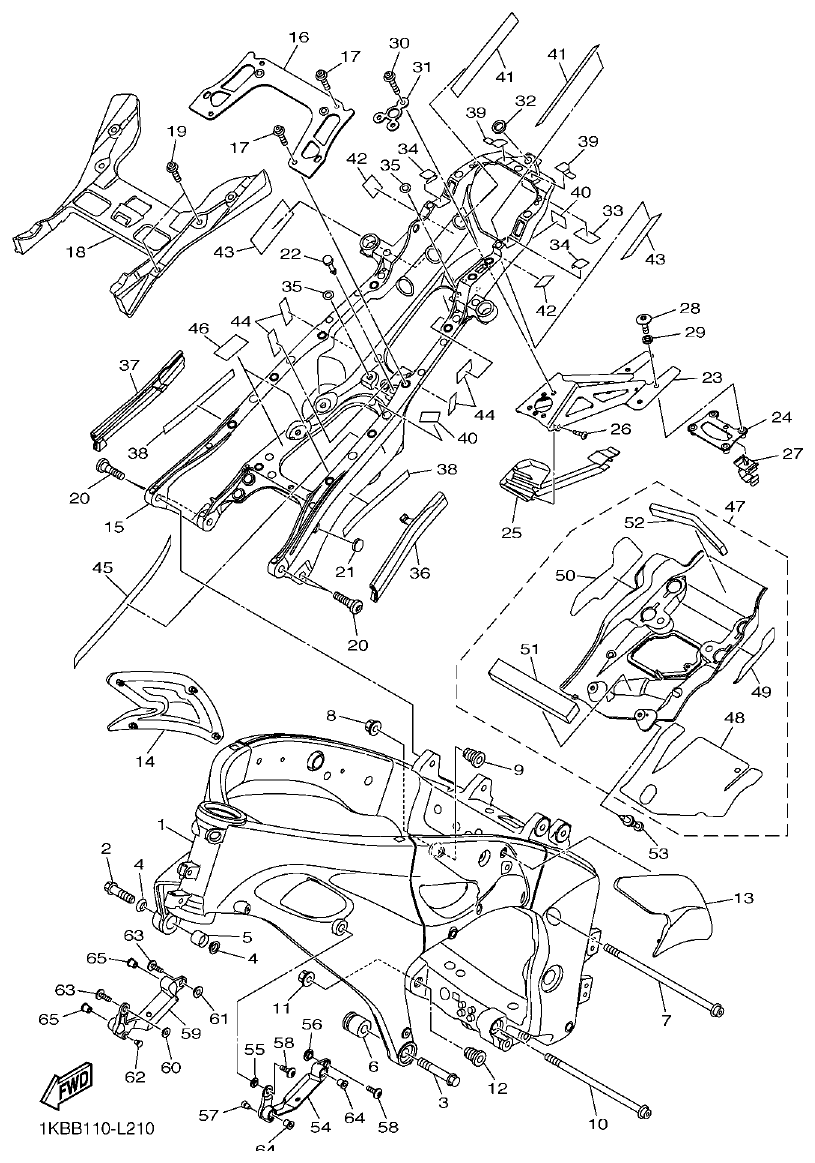 Yamaha R1 FRAME parts diagram