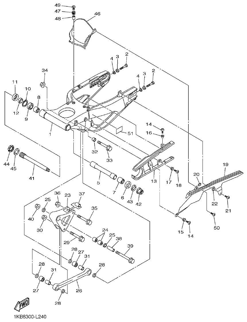 Yamaha R1 REAR ARM parts diagram