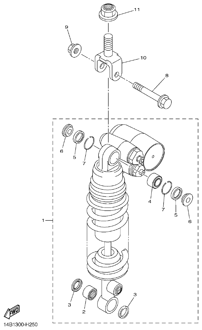 Yamaha R1 REAR SUSPENSION parts diagram