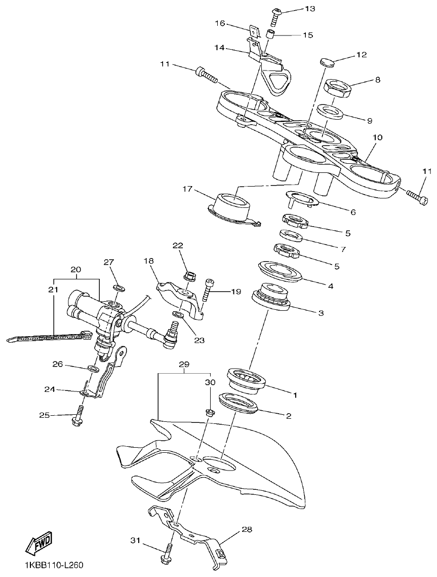Yamaha R1 STEERING parts diagram